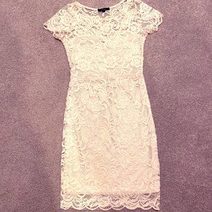 Cream Lace Fitted Dress